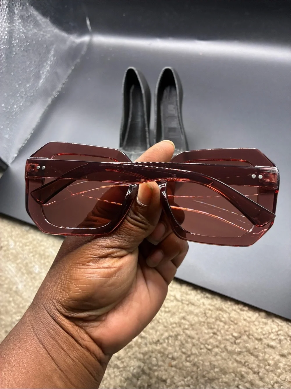 Fashion Nova Oversized Square Sunglasses - Translucent Brown